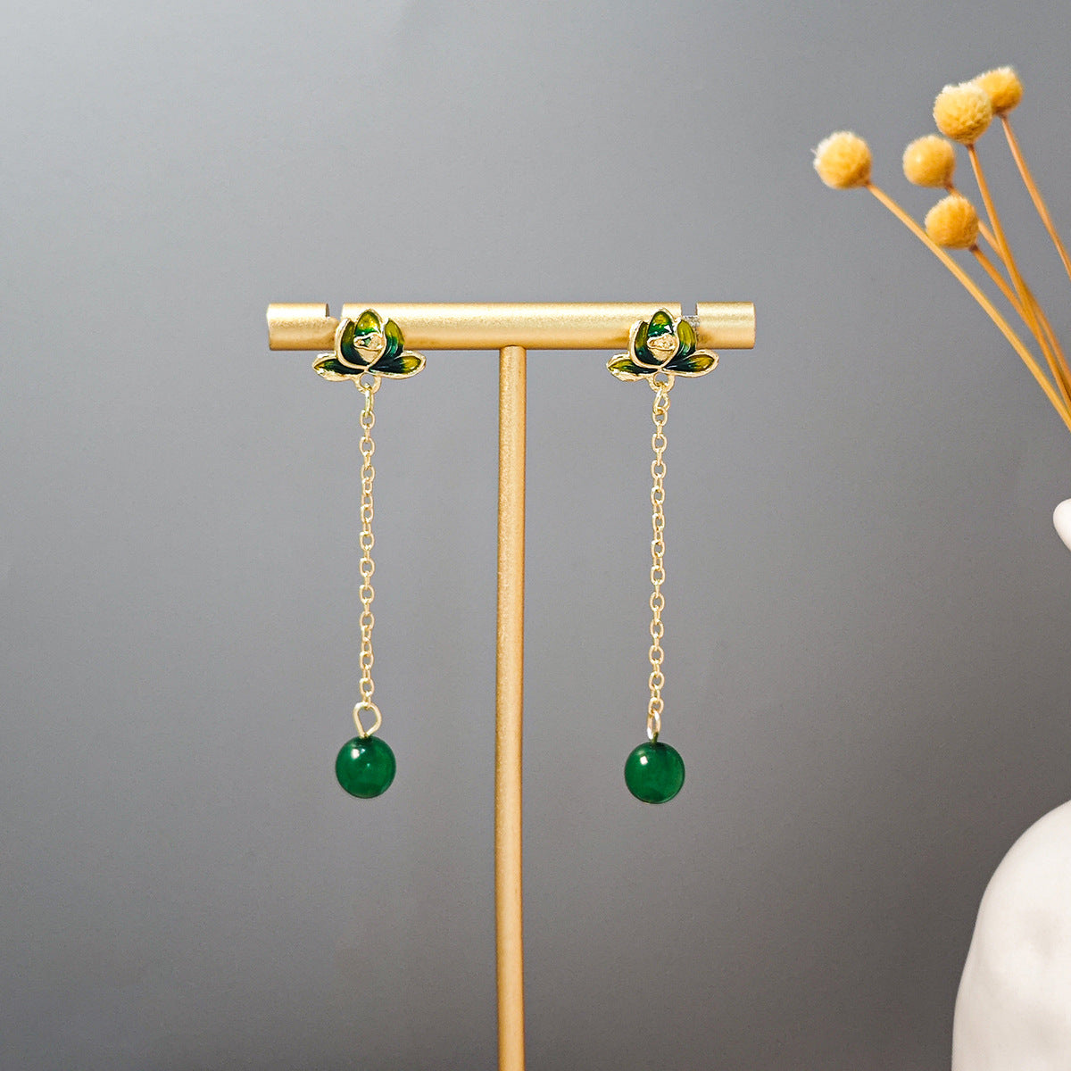 Chinese Ancient Style Beaded Long Fringe Han Earrings