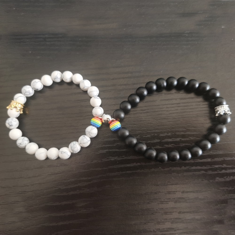 Charming Frosted Gemstone Two-piece Beaded Suit Bracelet