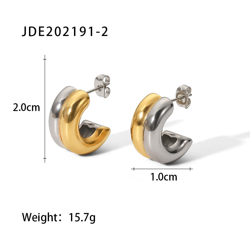 Steel Shaped Contrast Color High Sense Earrings