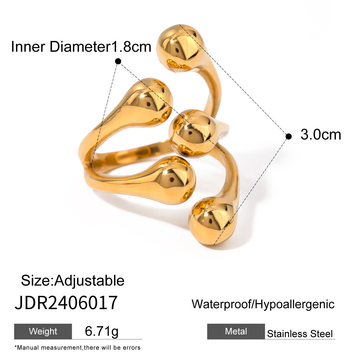 Ding Stainless Steel Gold Plated Ornament High-grade Rings