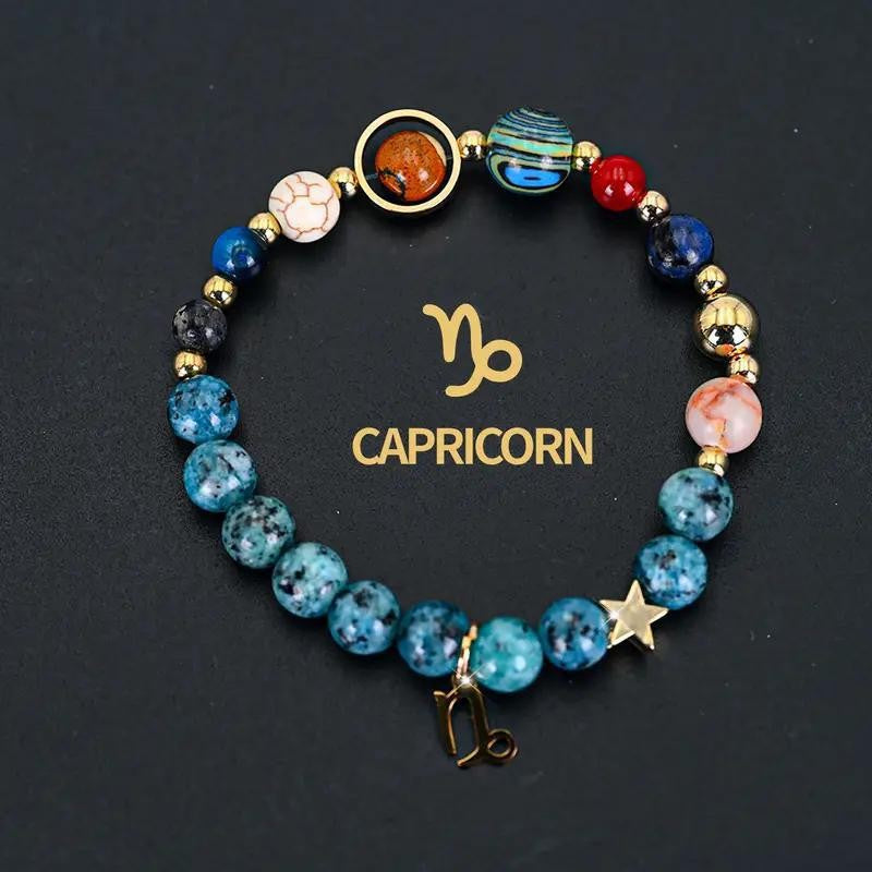 Planets Twee Constellations Natural Stone Blue Black Bracelet