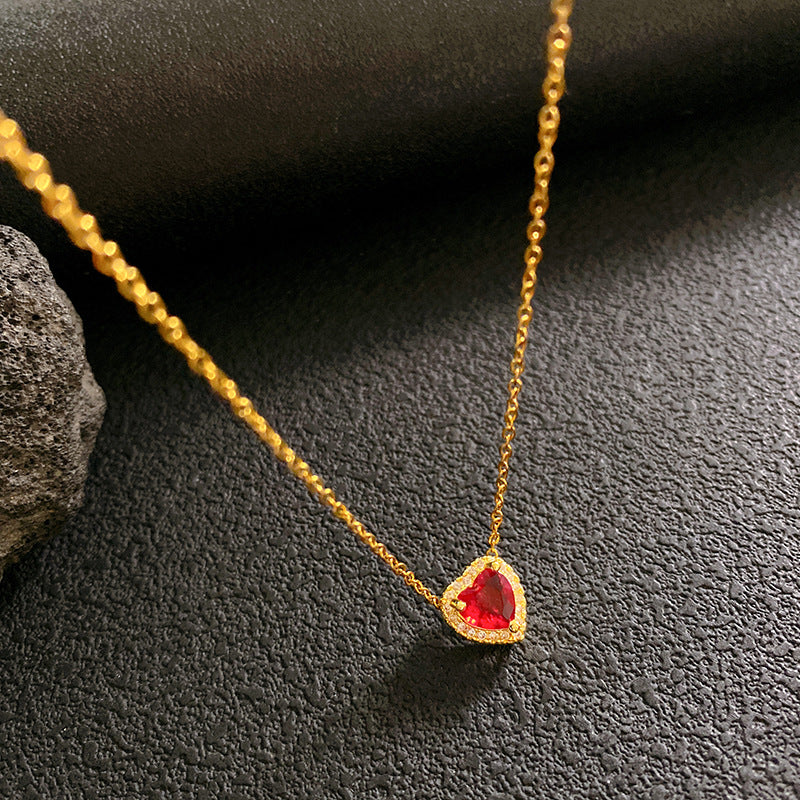 Small Heart Female Titanium Steel Light Necklace