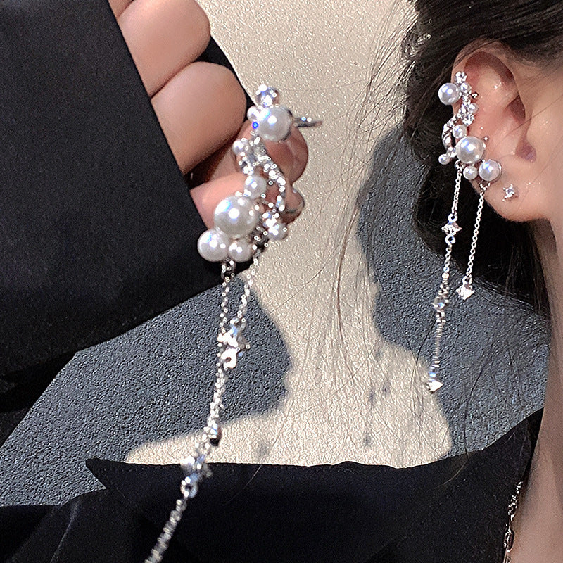 Women's Tassel Ear Clip High-grade Light Luxury Temperament Earrings