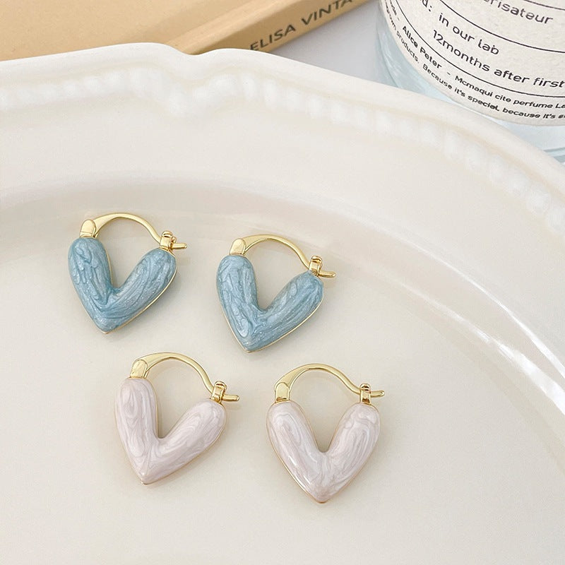 Love Heart Shape Female Design Unique Temperament Ear Earrings
