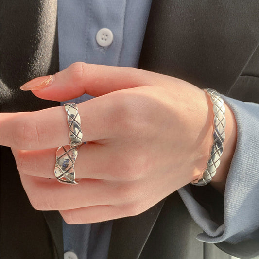 Personality Rhombus Design Sense Minority Simple Light Luxury Wide Narrow Ring