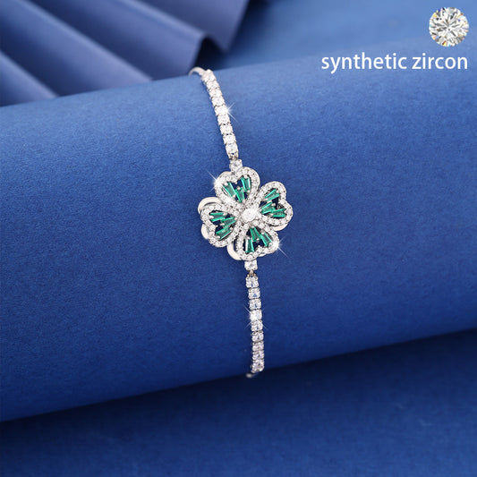 Zircon Four-leaf Clover Pull Trendy Style Affordable Luxury Fashion Bracelet