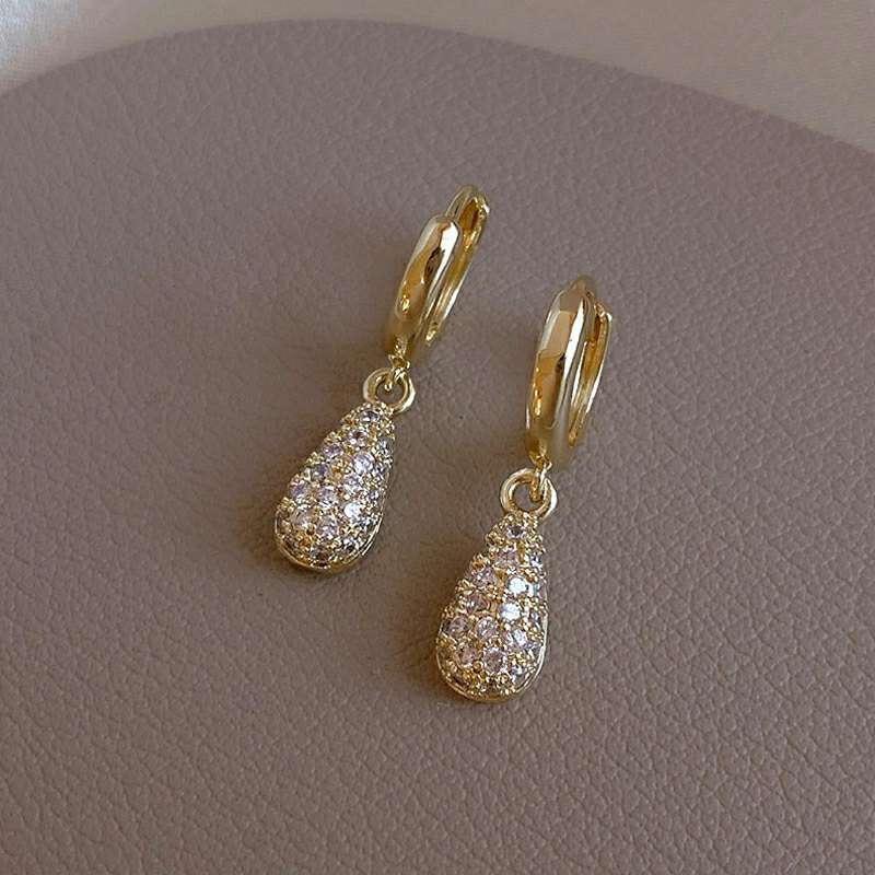 Women's High-grade Fashion Zircon Water Drop Small Elegant Earrings