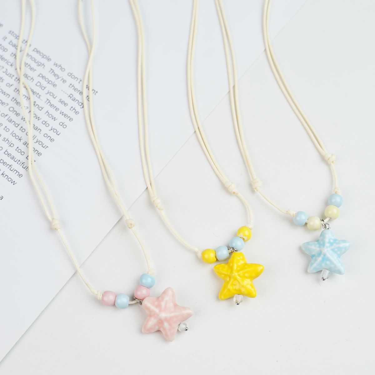Women's Ceramic Ocean Series Colorful Beaded High Sense Clavicle Necklaces