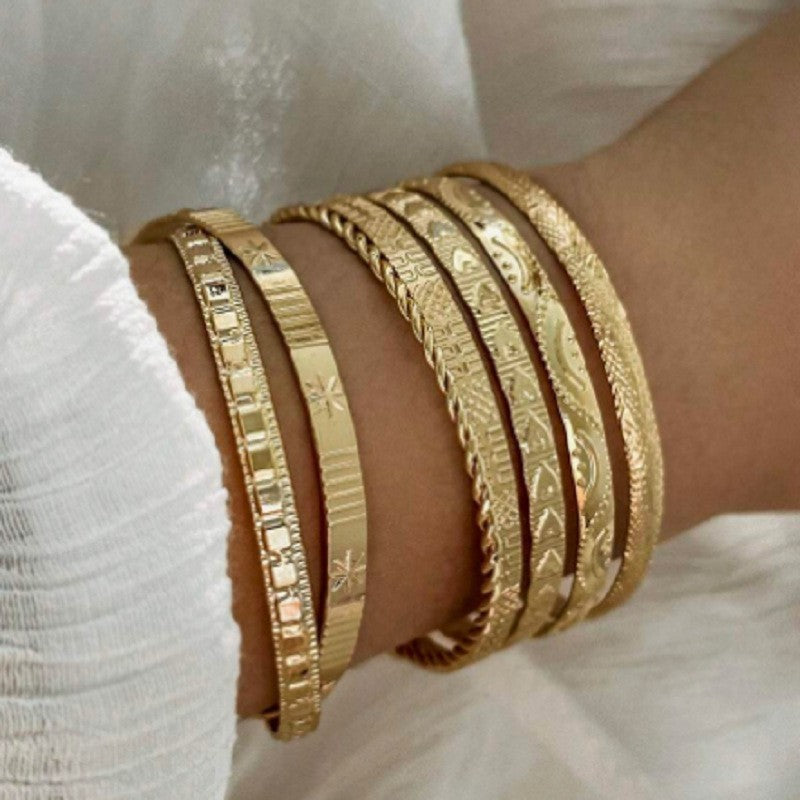 Leaves Glossy Irregular With Personality Stripes Bracelets