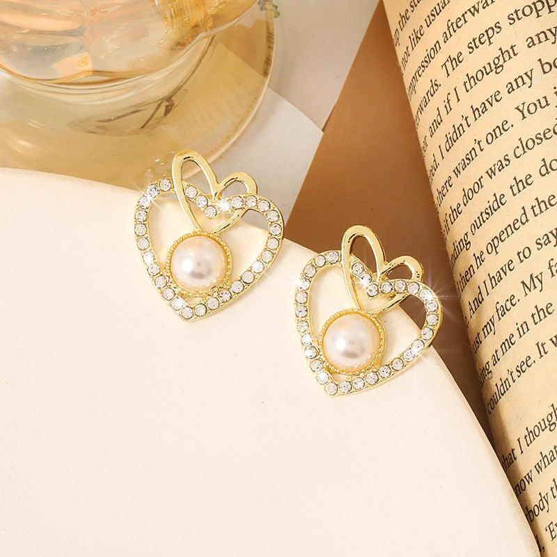 Simple Retro Sier Needle Pearl High Sense Ear Earrings