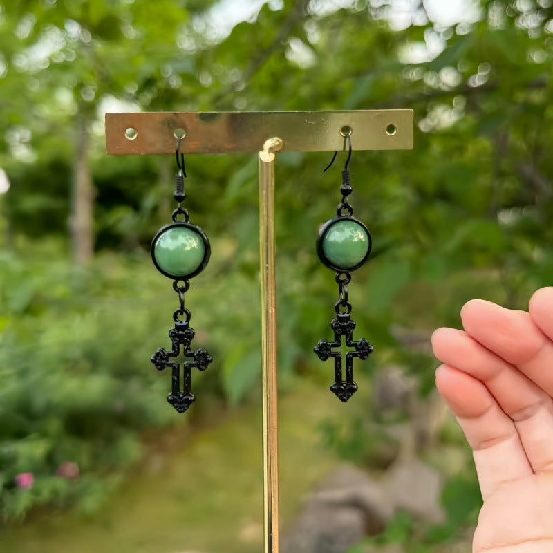 New Dark Hollow Cross Emerald Batch Earrings