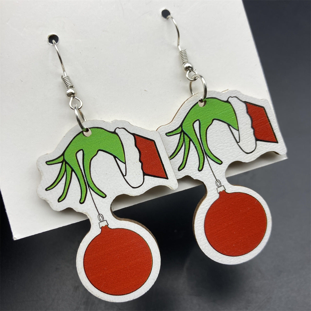 Fashion Jewelry Christmas Wooden Tree Long Earrings