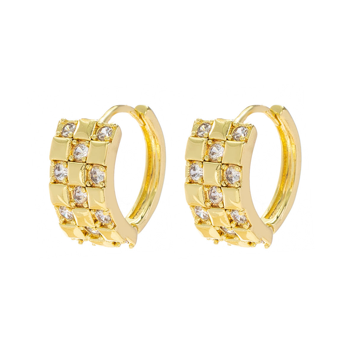 Classic Style Gold-plated Clover Clip High-grade Zircon Ear Buckle