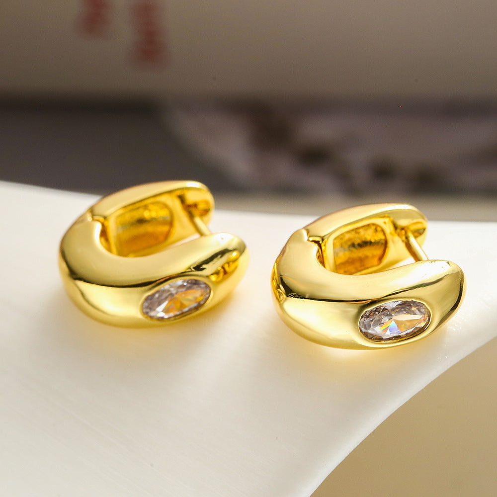 Copper Gold Plated Zircon Simple Female Special Interest Light Luxury Earrings