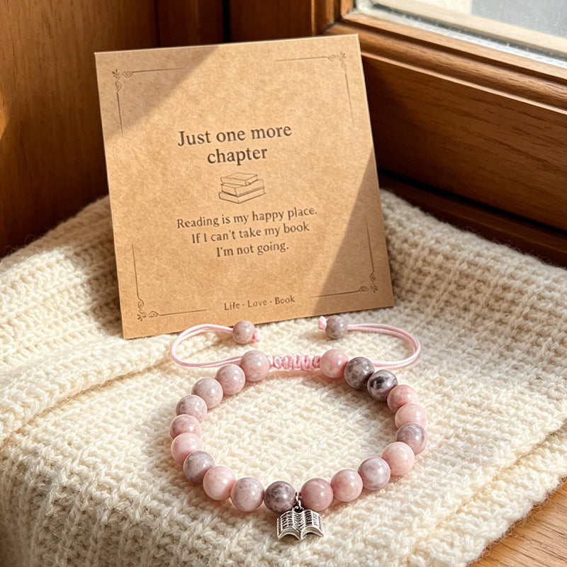 Luxury Natural Stone High-grade Beaded Crystal Pink Zebra Retro Minority Bracelet