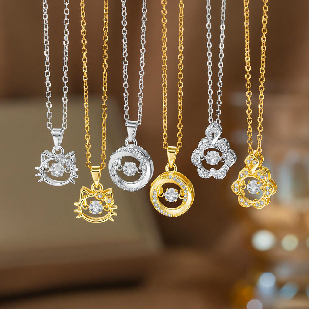 Luxury Design Female Smart Moissanite Clavicle Chain Fashion High Pendants