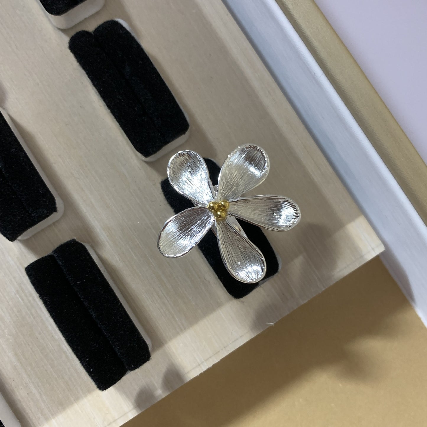 Korean Style Design Retro Three-dimensional Metal Flower Rings