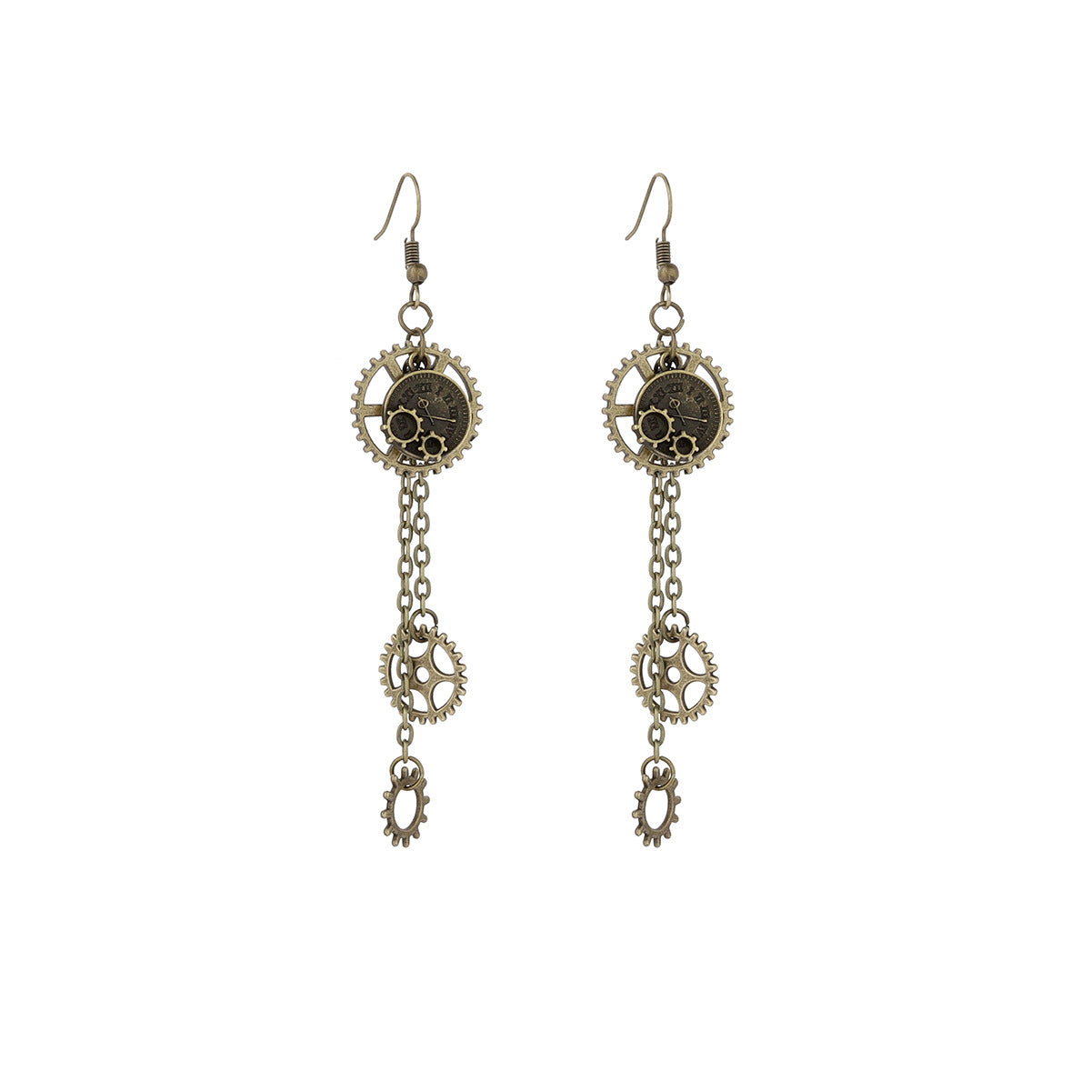 Design Vintage Steam Punk Skull Mechanical Earrings