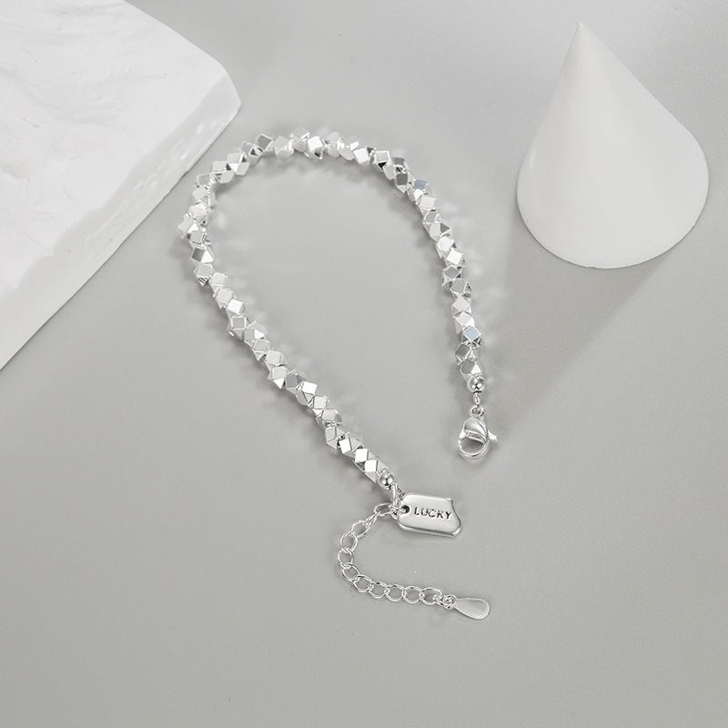 Small Pieces Of Sier Square Plate Female Summer Niche Design Bracelet