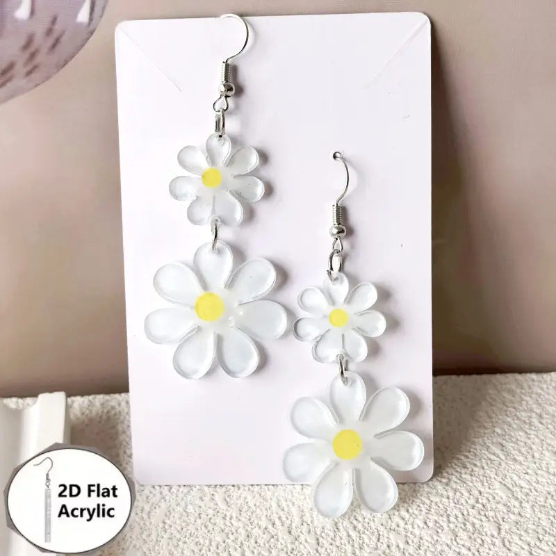 Daisy Acrylic Fresh Cute Sweet Flat Creative Earrings