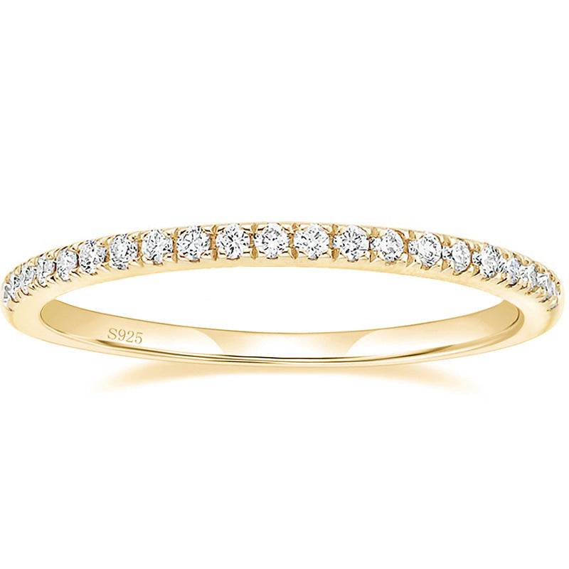 Sterling Sier Flash Inlaid Row Diamond In Rings