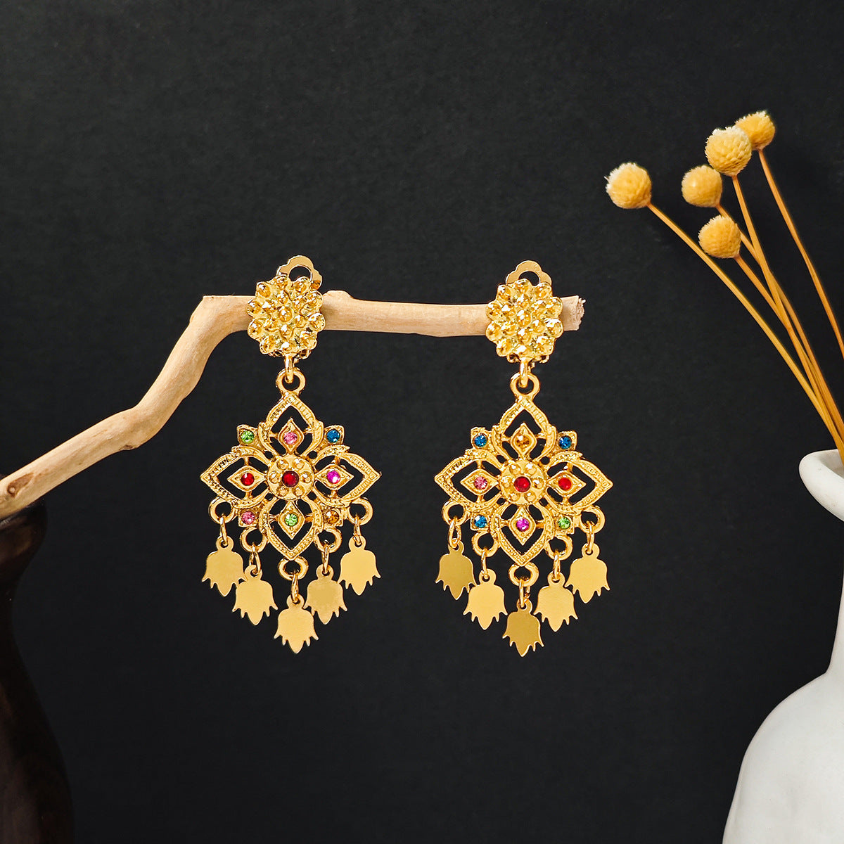 Long Water Drop Tassel Tourist Attractions Diamond Ears Earrings