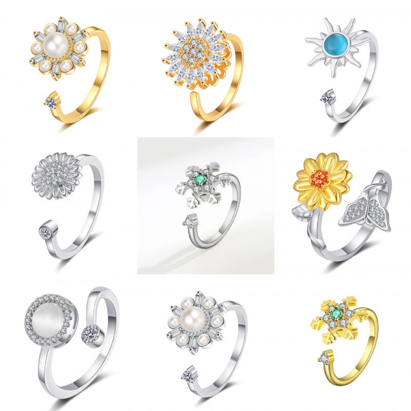 Women's Rotatable Design Fashion Personality Trendy Cold Light Rings