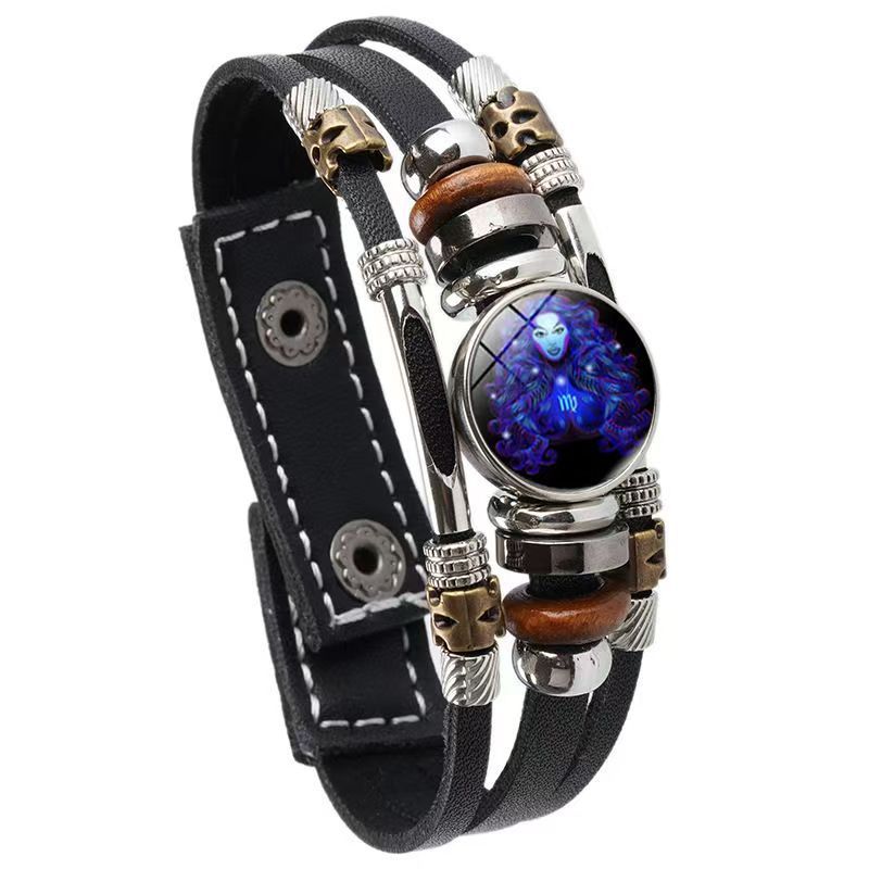 Twee Constellation Luminous Couple Leather Rope Brace Lace Simple Bracelet