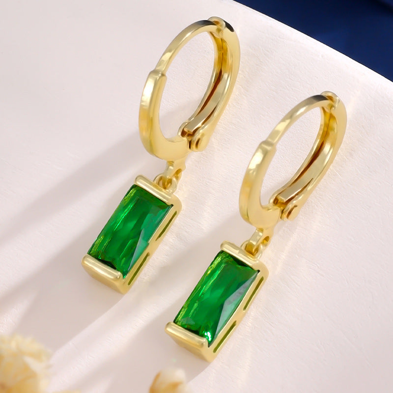 Design Colorful Zircon Ear Xi Birthstones Stud Earrings
