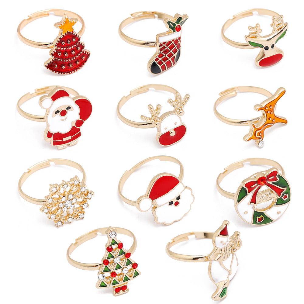 Children's Cartoon Snowman Elk Candy Alloy Dripping Oil Rings