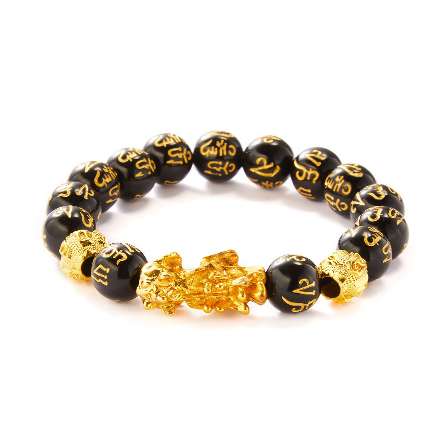 Men's Personalized Beaded Obsidian Pi Mantra Buddha Bracelets