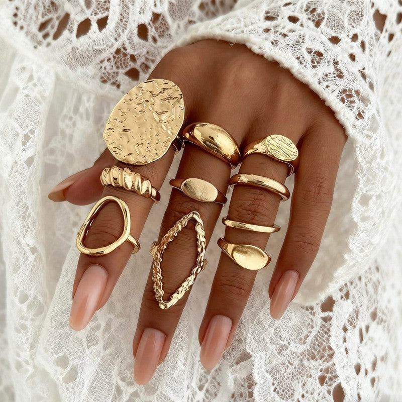 Hand Vintage Metal Geometry Irregular Diamond Ring