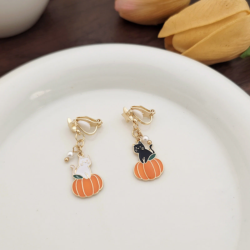 Sier Needle Sweet Style Temperament Contrast Color Earrings