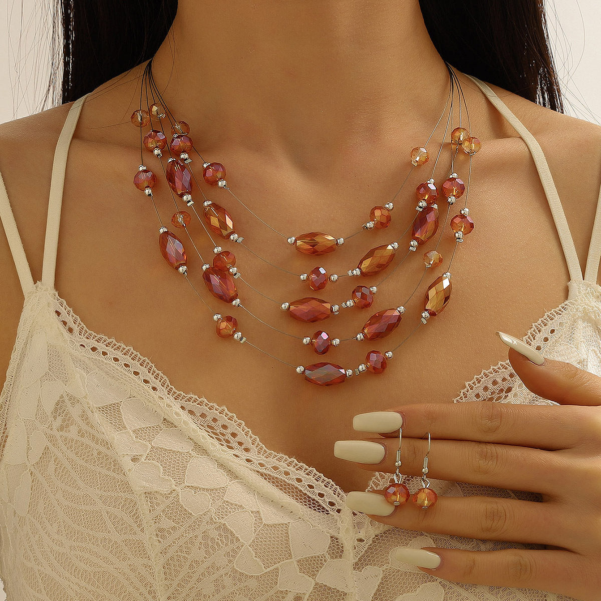 Colorful Beaded Turquoise Fashion Elegant High-grade Jewelry Set