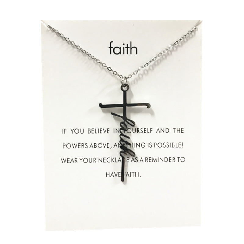 Stainless Steel Titanium Faith Power Letter Necklace