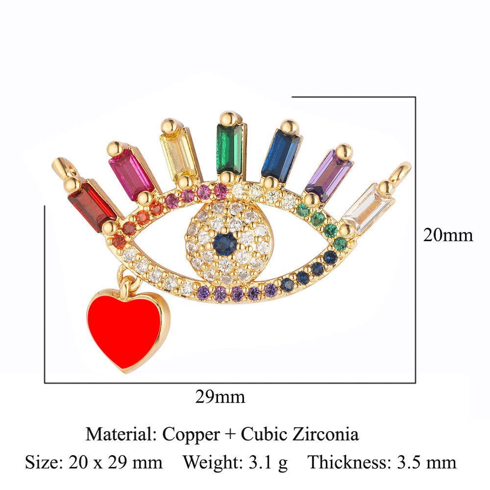 Cross Copper Zircon Devil's Eye Ornament Pendants