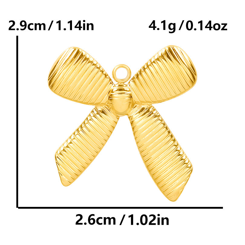 Stainless Steel Golden Bow Fashion Ornaments Pendants