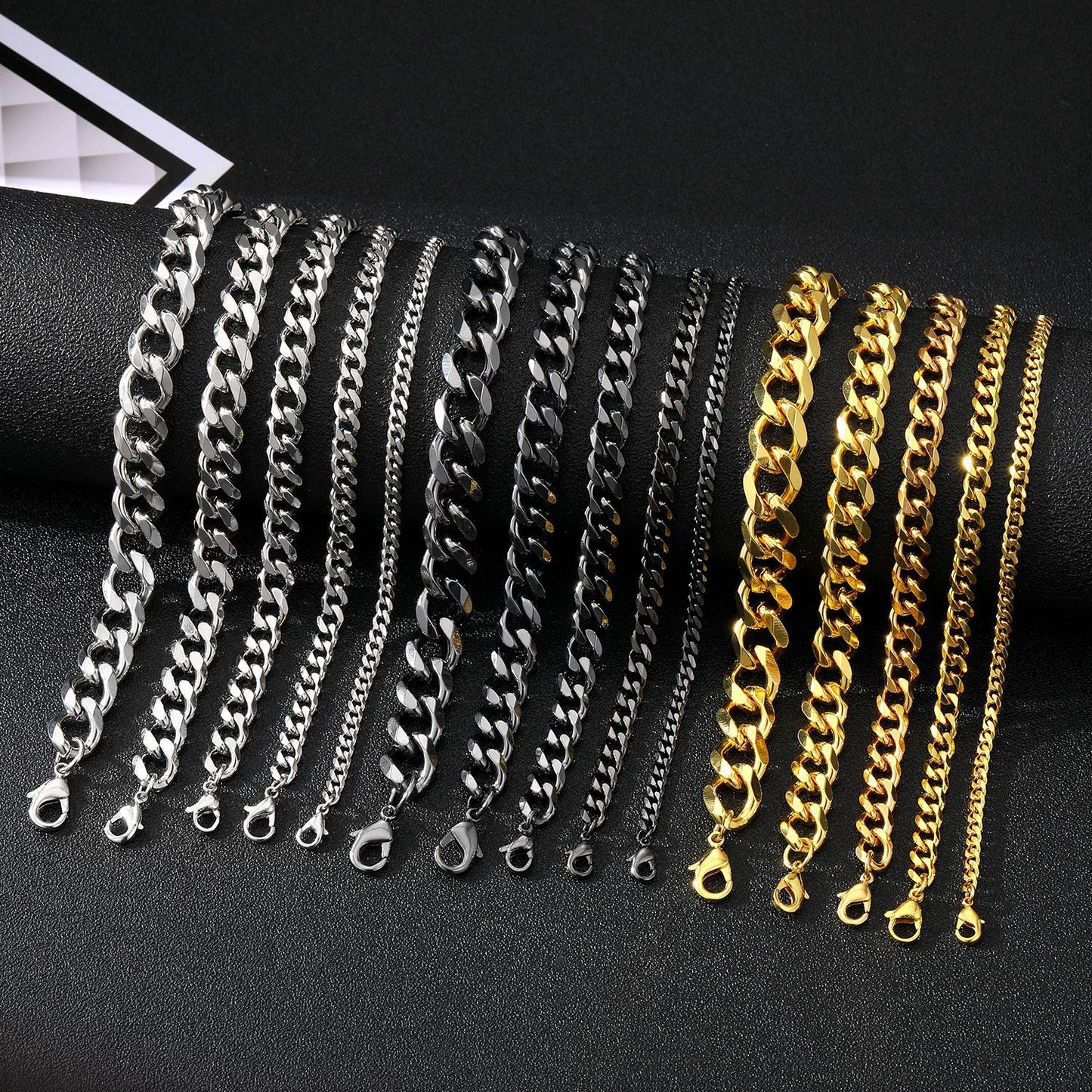 Men's Fashion Stainless Steel American Boys Cuban Link Bracelets