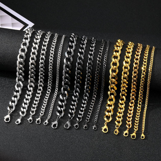 Men's Fashion Stainless Steel American Boys Cuban Link Bracelets