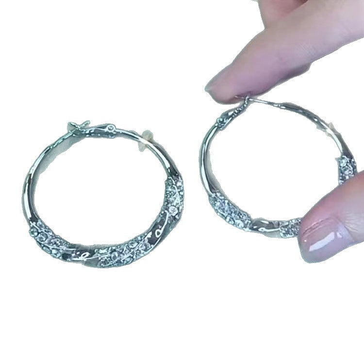 High-grade Ear Sier Zircon Big Hoop Trendy Rings