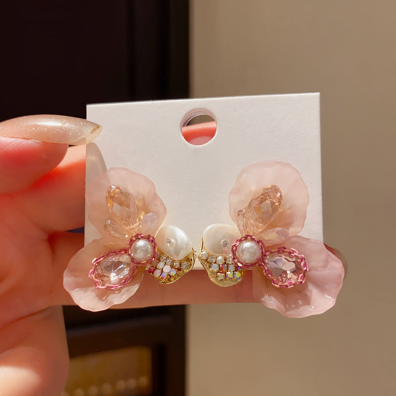 Flower Sweet Fresh Elegant Light Luxury Stud Earrings