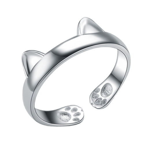 Cat Paw Sier Opening Cute Pet Ring