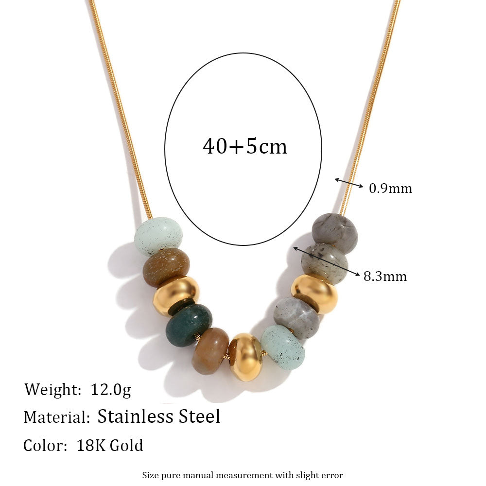 Women's Elegant Stainless Steel Gold-plated Natural Stone Necklace