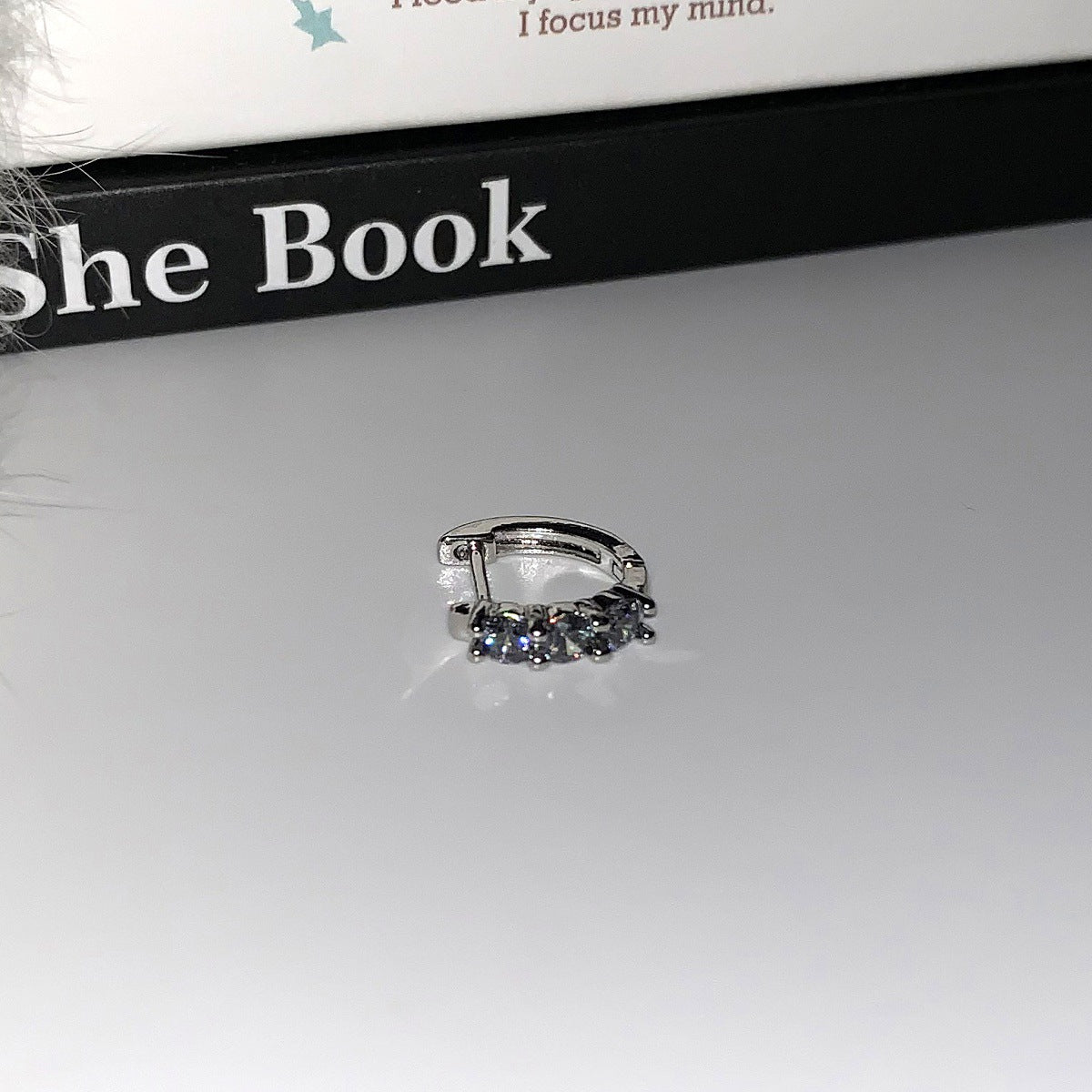 Ear Bone Female Titanium Steel Saturn Zircon Pin Dark Earrings