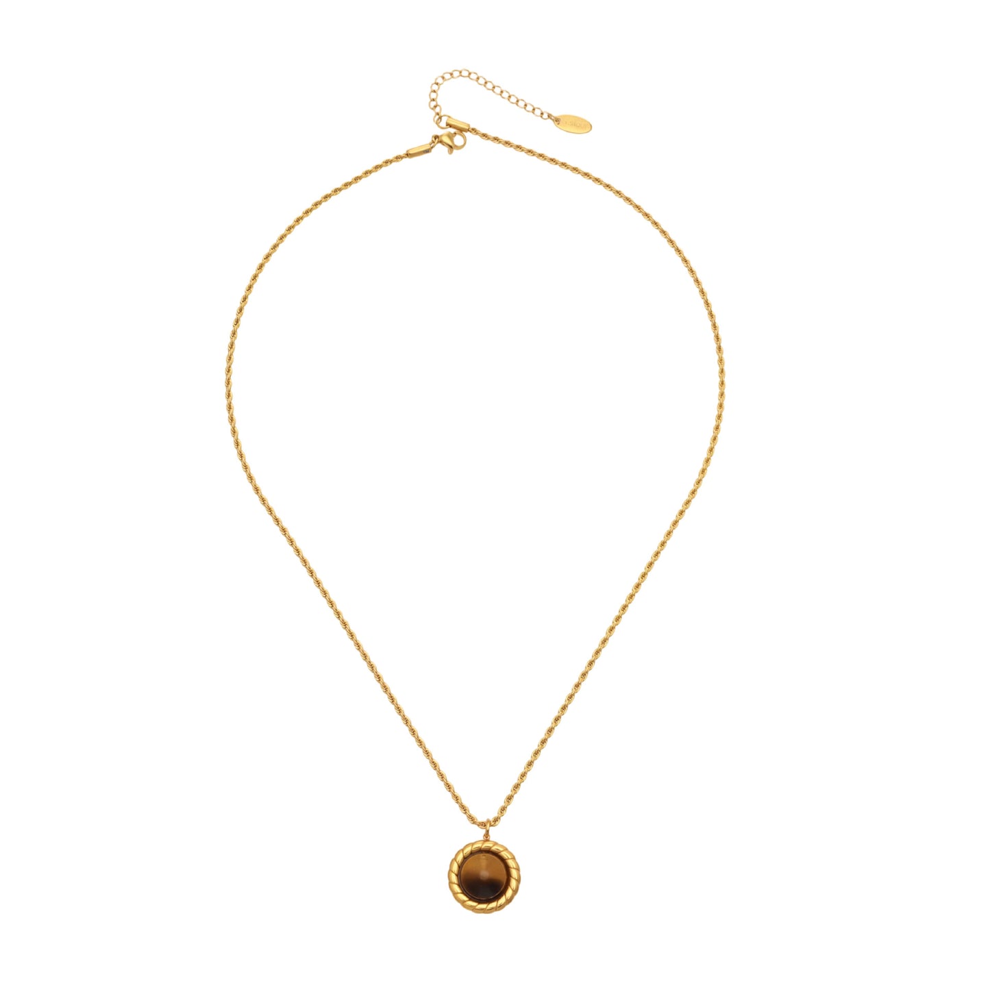 Women's Natural Tigereye Hemp Flowers Chain Stainless Steel Gold-plated Fashion Clavicle Necklaces