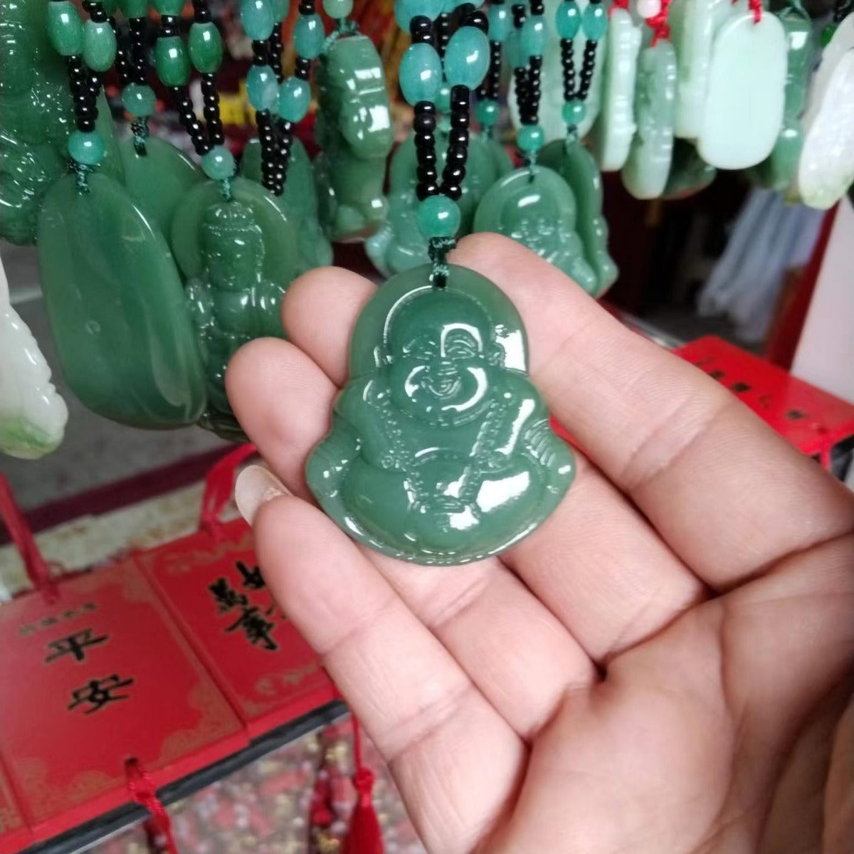 Women's & Men's Of Maitreya Buddha Activity Gift Glass Ornament Necklaces
