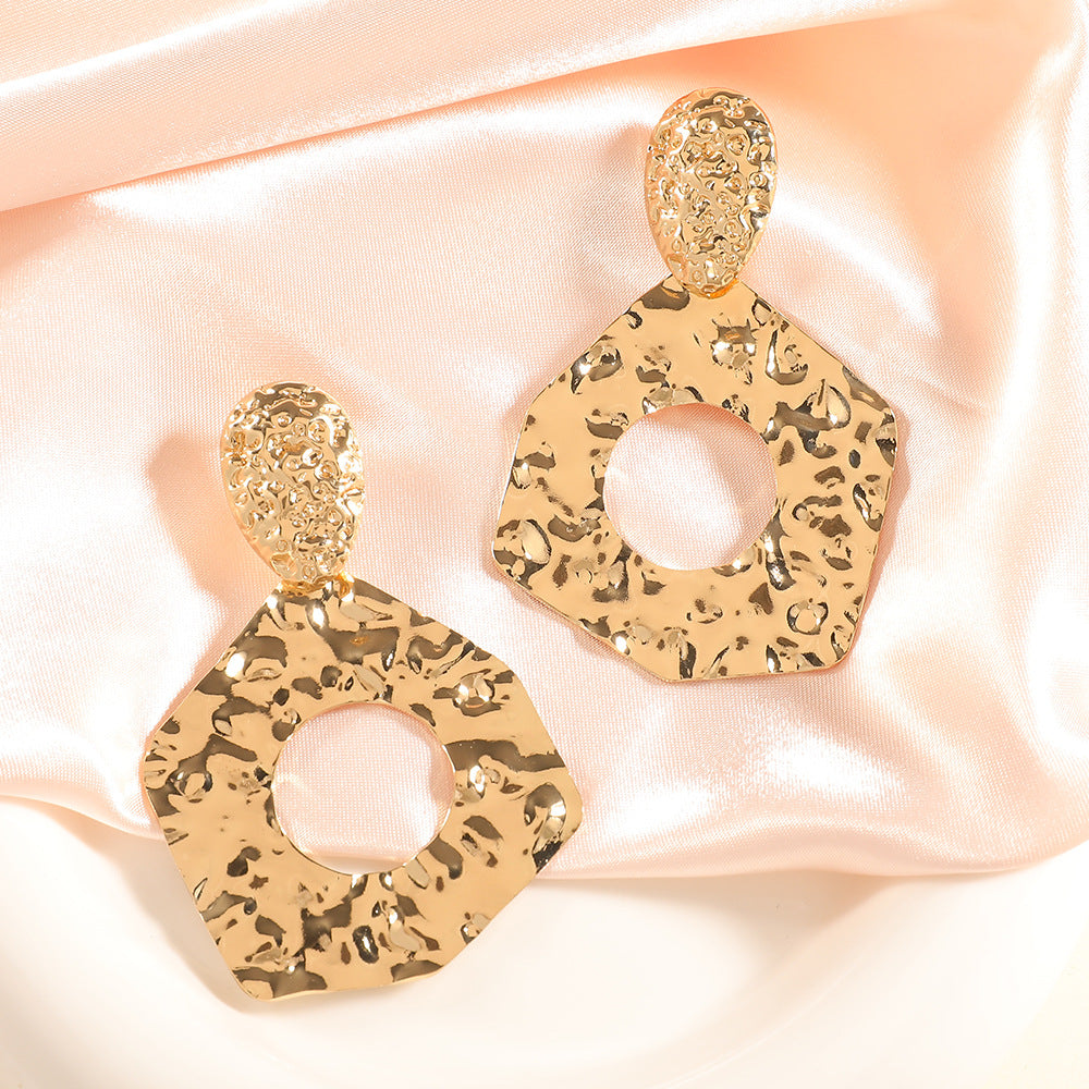 Women's Fashion Design Metal Glossy Surface Folding Ear Stud Earrings