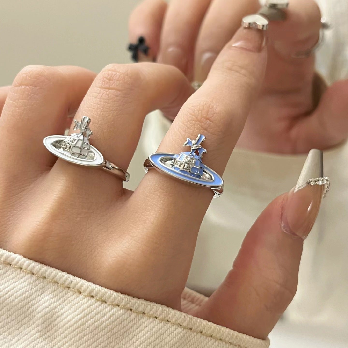 Enamel Planet Personalized Designer Model Female Not Minority Fashion Open Ring