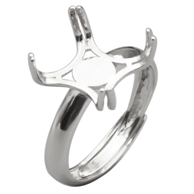Women's Sterling Sier Universal Setting Inlaid Processing Amber Ring