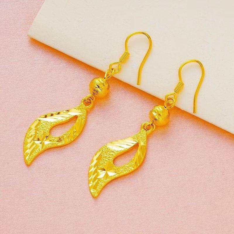 Female Ear Water Drop Phoenix Lucky Beads Leaves Tassel Earrings